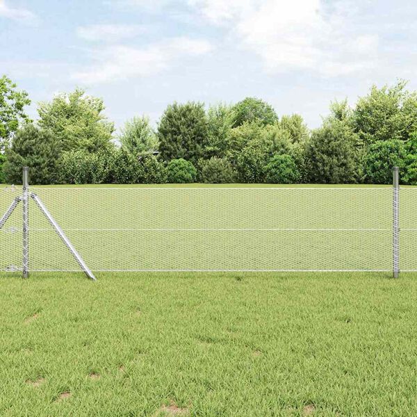 vidaXL Gir&eth;ingarp&oacute;stur Silfur 50 x 0,8 m (13 mm mesh) St&aacute;l