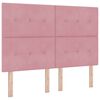 vidaXL LED Box Spring R&uacute;m me&eth; d&yacute;nu Bleikur 140 x 190 cm Flauel