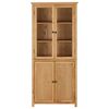 vidaXL Bókaskápur með 4 Hurðum 80x35x180 cm Gegnheil Eik og Gler