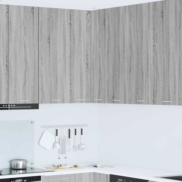 vidaXL Vegghengdur sk&aacute;pur Gr&aacute;r Sonoma og hv&iacute;t 57 x 57 x 100 cm