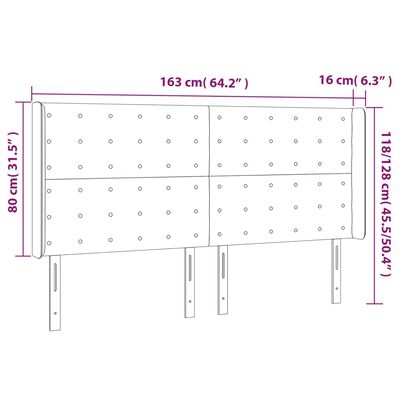 vidaXL Höfðagafl með Eyrum 163x16x118/128 cm Svört Gervileður