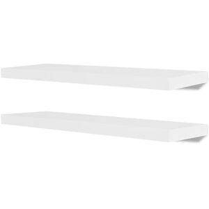 2 Hv&iacute;tar MDF Flj&oacute;tandi Skrauthillur &aacute; Vegg B&oacute;ka-/DVD Hirsla