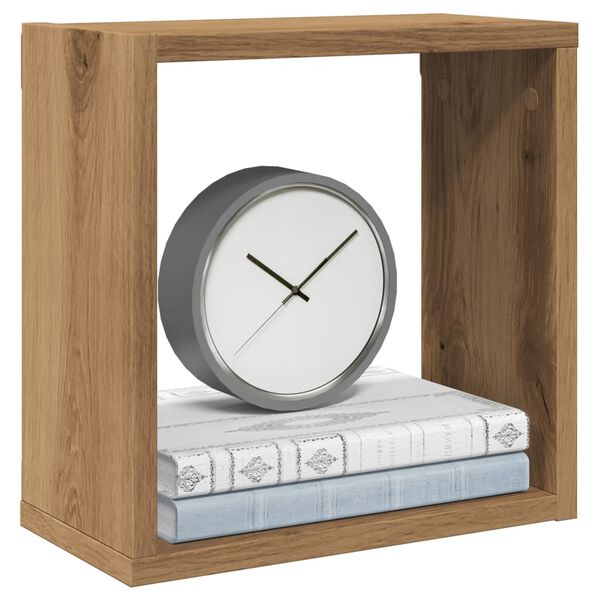 vidaXL Veggfestar Kubbahillur Listamannseik 30x15x30cm Samsettur Viður