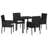 vidaXL Gar&eth;ur bor&eth;sett me&eth; p&uacute;&eth;i 5 pcs Svartur p&oacute;l&yacute;rattan