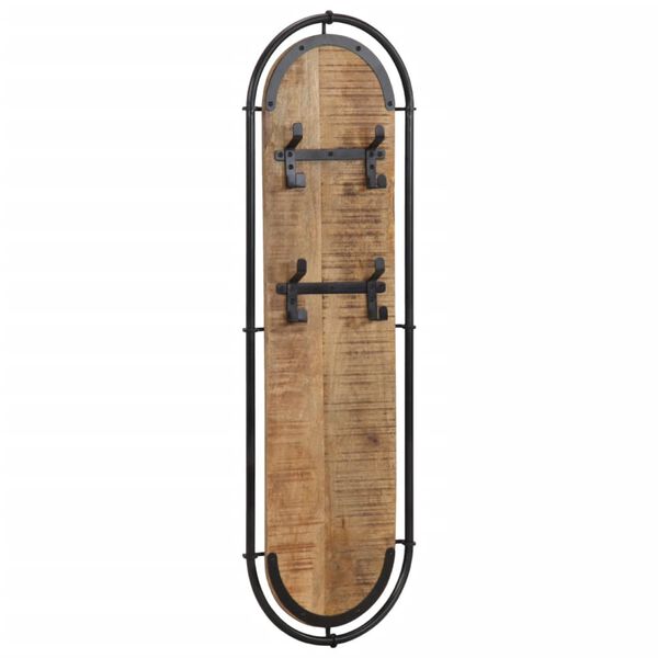 vidaXL Vegghengdir Fatarekkar me&eth; 4 Kr&oacute;kum 2 stk. Gegnheill Mang&oacute;vi&eth;ur