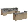 vidaXL 10 Hluta Gar&eth;s&oacute;fasett me&eth; Sessum Drappa&eth; P&oacute;l&yacute;rattan