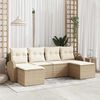 vidaXL S&oacute;fasett me&eth; p&uacute;&eth;i me&eth; geymslu 6 pcs Beige og Hv&iacute;tt p&oacute;l&yacute;rattan