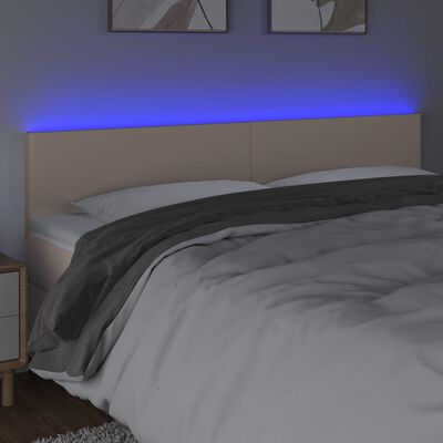 vidaXL LED Höfðagafl 160x5x78/88 cm Cappuccino-brúnt Leðurlíki