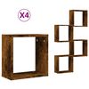 vidaXL Wall Cube Hillur 4 stk Reykt Eik 30x15x30 cm