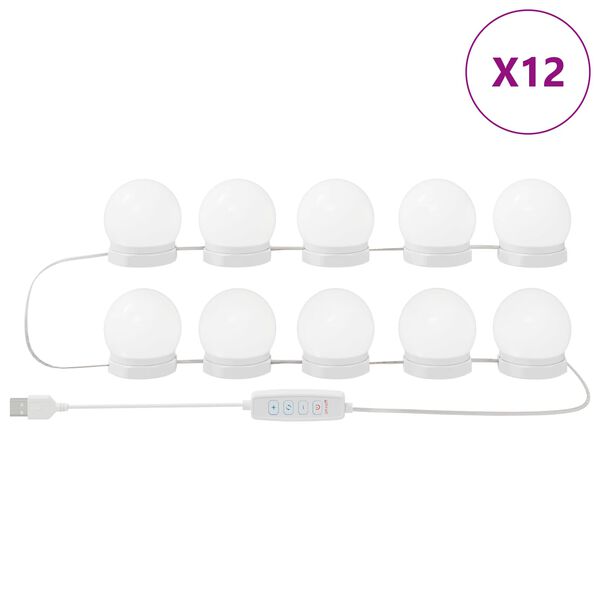 vidaXL Spegullj&oacute;s 12 pcs Hv&iacute;tt 4.5 x 4.5 x 4.8 cm Plast