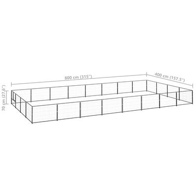 vidaXL Hundabyrgi Svart 32 m² Stál