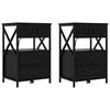 vidaXL Noat&ouml;flu sk&aacute;pur me&eth; sk&uacute;ffu 2 pcs Svartur Eik 40 x 31 x 60 cm