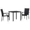 vidaXL Gar&eth;ur bor&eth;sett 3 pcs Svartur Dufth&uacute;&eth;a&eth; st&aacute;l