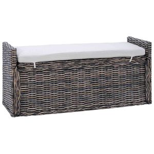 vidaXL Geymslubekkur me&eth; p&uacute;&eth;i Svart &thorn;vott 110 x 40 x 50 cm Rattan