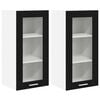 vidaXL Vegghengdur sk&aacute;pur me&eth; hur&eth; 2 pcs Svartur Eik 40 x 31 x 80 cm