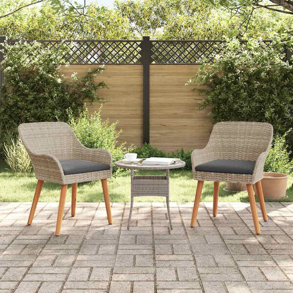 vidaXL Gar&eth;st&oacute;ll me&eth; p&uacute;&eth;i 2 pcs Lj&oacute;sgr&aacute;r 62.5 x 55 x 82 cm p&oacute;l&yacute;rattan