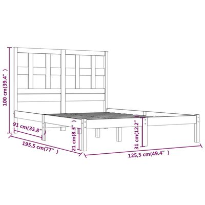 vidaXL Rúmgrind Hvít 120x190 cm Gegnheil Fura Lítil Tvíbreið