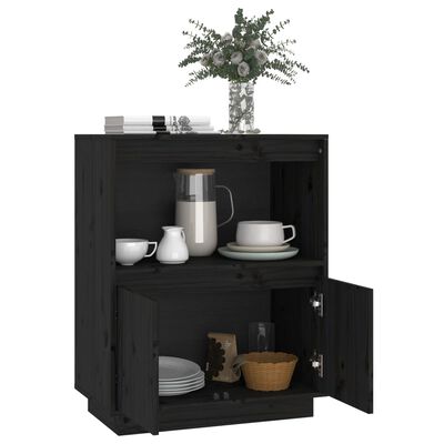 vidaXL Skenkur Svartur 60x34x75 cm Gegnheil Fura