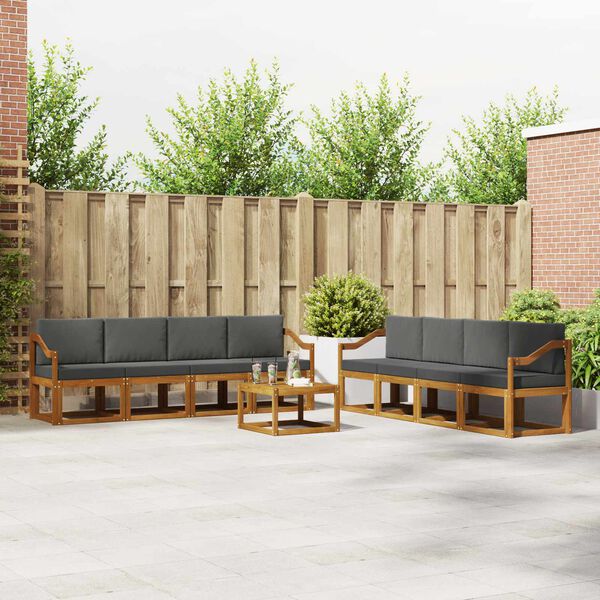 vidaXL &Uacute;ti s&oacute;fasett 9 pcs N&aacute;tt&uacute;rulegt og Antrac&iacute;t Hrein akas&iacute;utr&eacute;