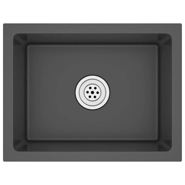 vidaXL Handsmíðaður Eldhúsvaskur Svartur Ryðfrítt Stál