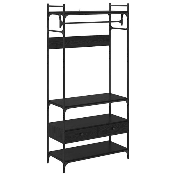 vidaXL Geymsluk&aacute;pur Sv&ouml;rt eik 89 x 39 x 184.5 cm Samsettur vi&eth;ur