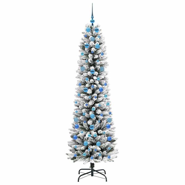 vidaXL Gervi j&oacute;latr&eacute; me&eth; 300 LED Hv&iacute;tt 210 cm PVC, Metall og Plastefni