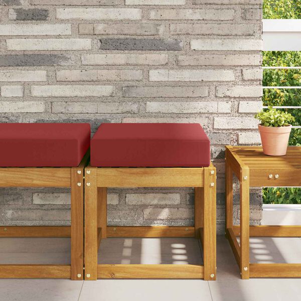 vidaXL Utandyra s&aelig;ti p&uacute;&eth;i V&iacute;nrau&eth;ur 40 x 40 x 8 cm 100% p&oacute;l&yacute;ester