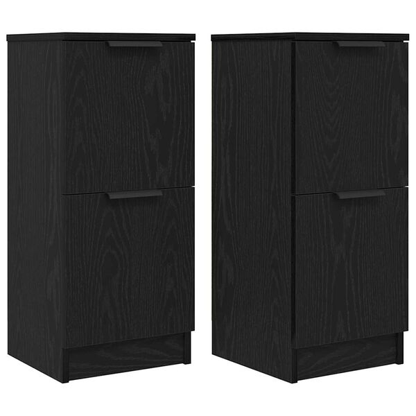vidaXL Vi&eth;beinteyfla 2 pcs Svartur Eik 30 x 30 x 70 cm Samsettur vi&eth;ur