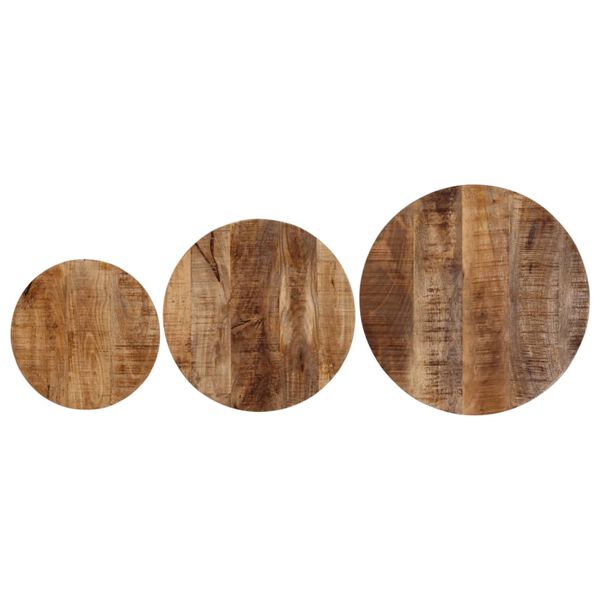 vidaXL Innskotin S&oacute;fabor&eth; 3 stk. Gegnheill Mang&oacute;vi&eth;ur og J&aacute;rn