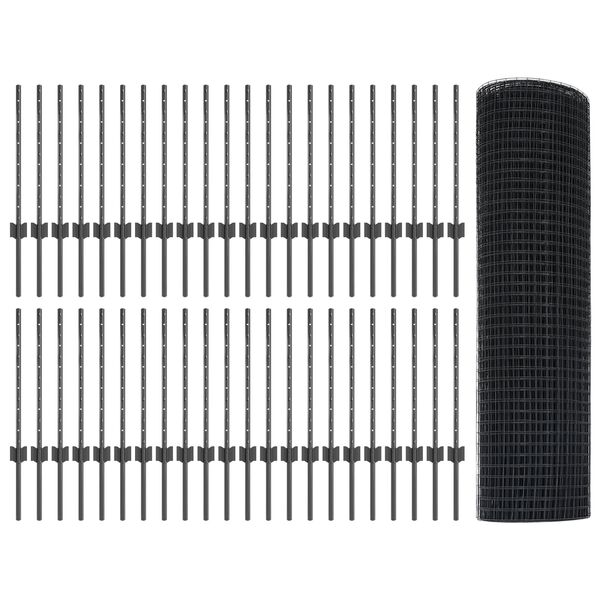 vidaXL Gir&eth;ing me&eth; p&oacute;st Gr&aacute;r 0,5 x 100 m St&aacute;l og PVC