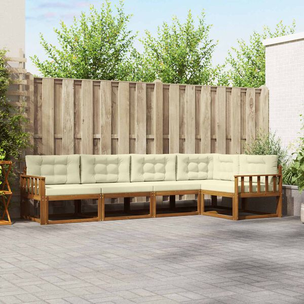 vidaXL &Uacute;ti s&oacute;fasett me&eth; p&uacute;&eth;i 5 pcs N&aacute;tt&uacute;rulegt og Krem