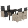 vidaXL 5 Parta Gar&eth;bor&eth;stofusett me&eth; Sessum Lj&oacute;sgr&aacute;tt P&oacute;l&yacute;rattan