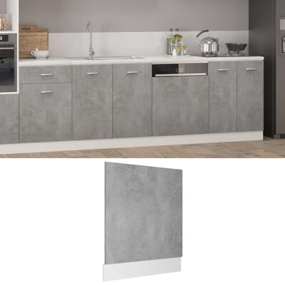 802566 vidaXL Dishwasher Panel Concrete Grey 59,5x3x67 cm Chipboard