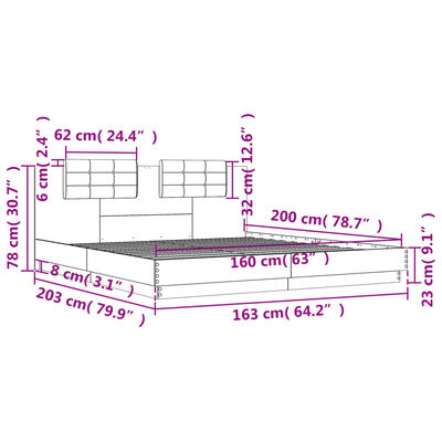 vidaXL Rúmgrind án Dýnu Reyktóna Eikarlitur 160x200 cm