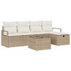 vidaXL Gar&eth;s&oacute;fa sett me&eth; p&uacute;&eth;i 6 pcs Drapplita&eth;ur Poly rattan