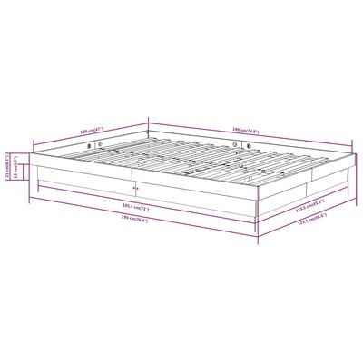 vidaXLRúmgrind Svört Gegnheill Viður 120x190 cm Lítil Tvíbreið