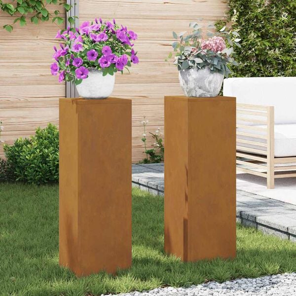 vidaXL Bl&oacute;mastandur 2 pcs Rusty 24 x 24 x 75 cm Ve&eth;rastytta