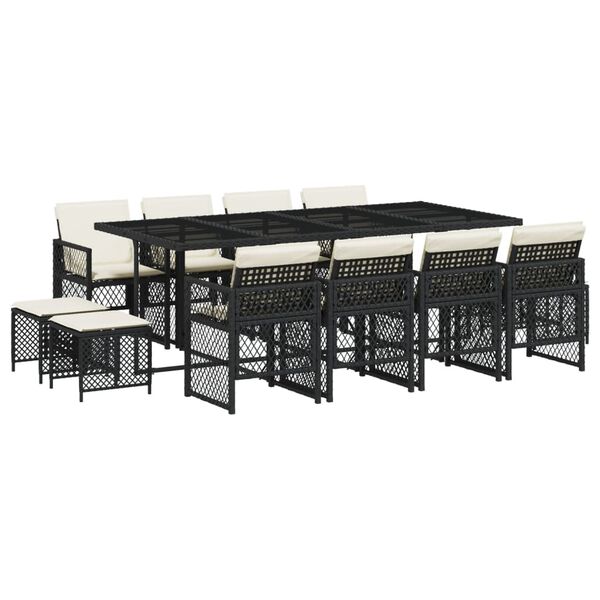 vidaXL 13 Parta Gar&eth;s&oacute;fasett me&eth; Sessum Svart P&oacute;l&yacute;rattan