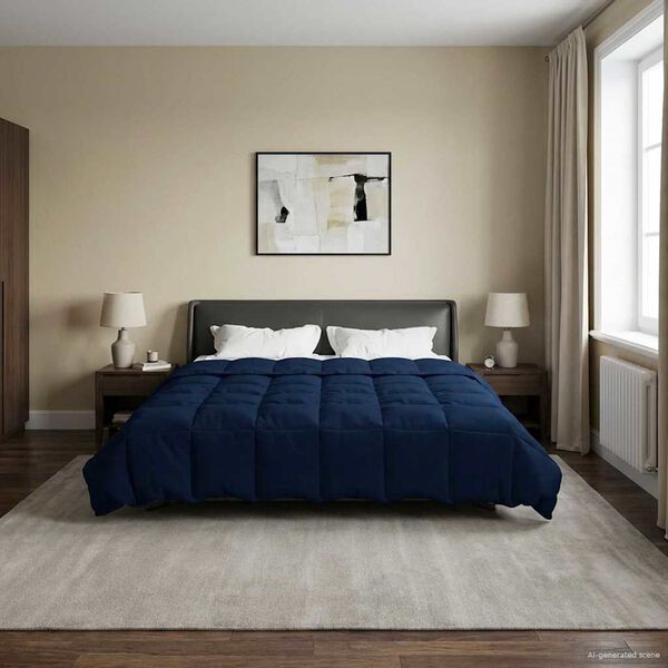 vidaXL Vetrar s&aelig;ng S&iacute;&eth;la&eth; D&ouml;kkbl&aacute;r 220 x 240 cm M&iacute;kr&oacute;f&iacute;ber