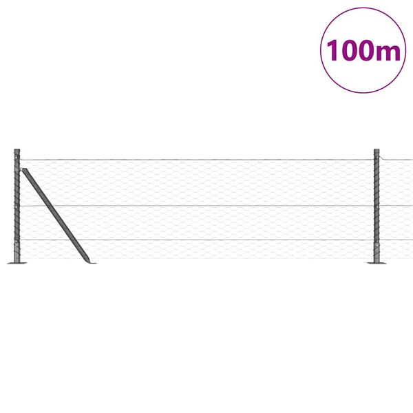 vidaXL Gir&eth;ingarp&oacute;stur Gr&aacute;r 100 x 0,6 m (36 mm net) St&aacute;l og PVC
