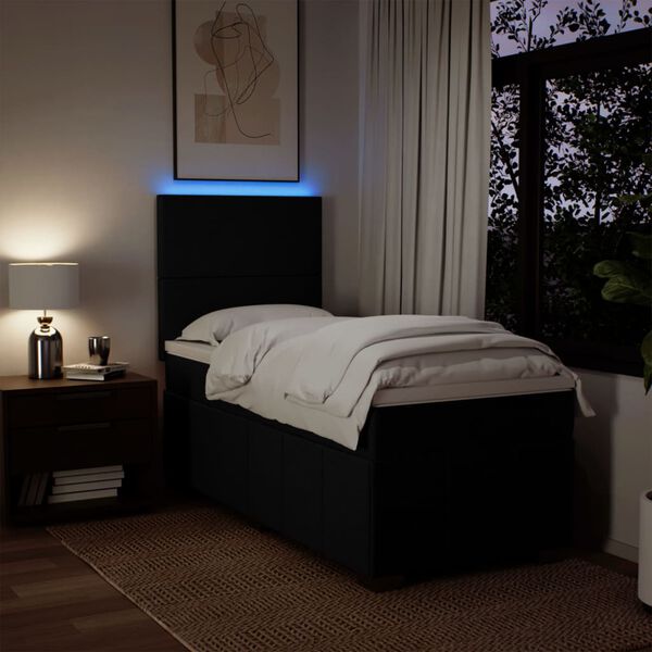 vidaXL H&oacute;lfa&eth; Springr&uacute;m Svart 90x200 cm Tauefni