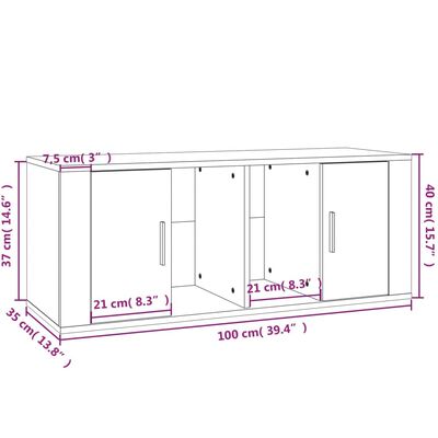 vidaXL Sjónvarpsskápur Grár Sonoma 100x35x40 cm Samsettur Viður