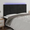vidaXL LED h&ouml;fu&eth;gafl Svart 180x5x118/128 cm Flauel