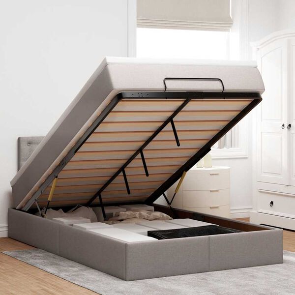 vidaXL Ottoman r&uacute;m me&eth; d&yacute;nu Taupe 120x200 cm Efni