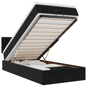 vidaXL Ottoman r&uacute;mgrind me&eth; d&yacute;nu Svart 90x190 cm Flauel