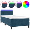 vidaXL H&oacute;lfa&eth; Springr&uacute;m me&eth; D&yacute;nu&LED Bl&aacute;tt 90x190 cm Flauel