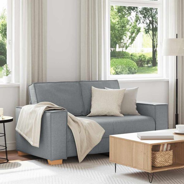 vidaXL tveggja s&aelig;ta s&oacute;fi lj&oacute;sgr&aacute;r 160x78x84 cm &uacute;r efni