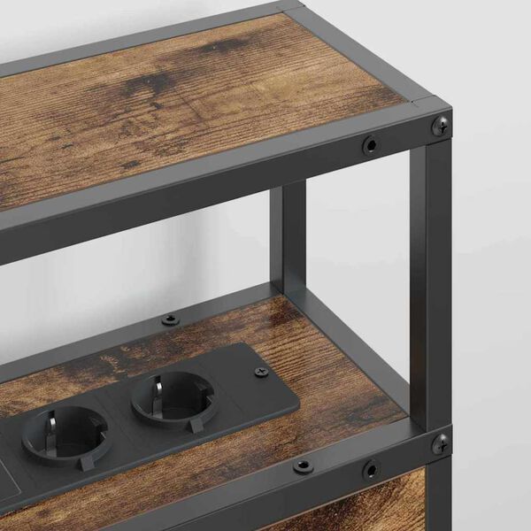 vidaXL Geymslu h&ouml;f&eth;ah&ouml;gg me&eth; hillu Reykt eik 135 cm Samsettur vi&eth;ur