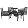 vidaXL Gar&eth;ur bor&eth;sett 5 pcs Svartur p&oacute;l&yacute;rattan