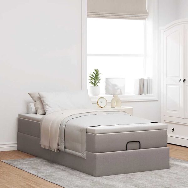 vidaXL Ottoman r&uacute;mgrind me&eth; d&yacute;nu Taupe 90x190 cm Efni
